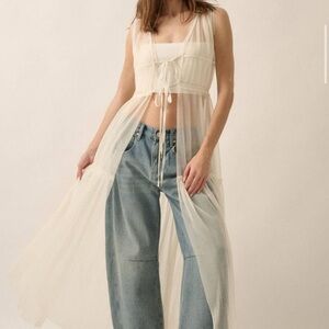 Sheer Cream Maxi Overlay Top